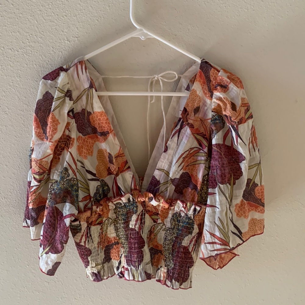 Anthropologie top in fall print
